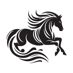 create simple black Horse Silhouette Vector with white background	
