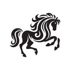 create simple black Horse Silhouette Vector with white background	
