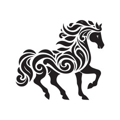 create simple black Horse Silhouette Vector with white background	

