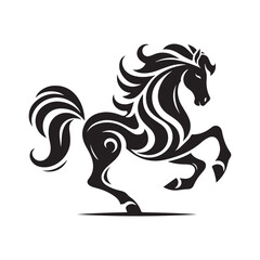 create simple black Horse Silhouette Vector with white background	
