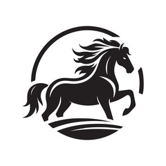 create simple black Horse Silhouette Vector with white background	
