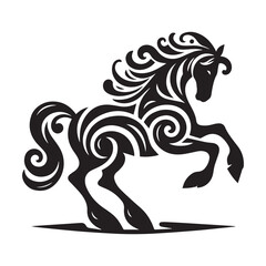 create simple black Horse Silhouette Vector with white background	

