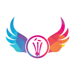 Cricket sports vector logo design template. Cricket ball with wings icon design.