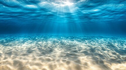 Tranquil underwater scene with clear blue water and soft light created with Generative AI technology