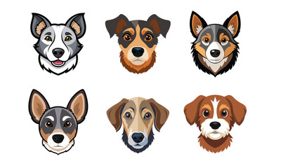 Fototapeta premium Cartoon dog head vector collection isolated on white background,