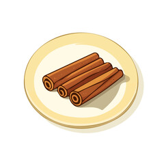 A very Simple flat 2D icon cinnamon in plate isolated on transparent background, vector, flat design, animation design, vector, flat design, animation design, simple flat 2D icon, minimalist design