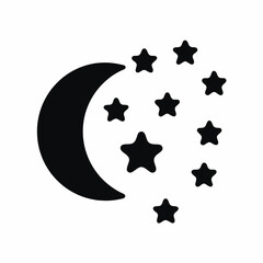 moon and stars icon vector silhouette illustration isolated on white background