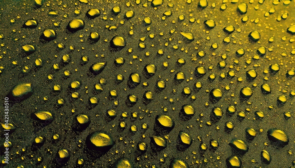 Poster yellow water droplets on textured surface abstract macro texture for web design, print media, brandi