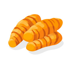 A Very Simple flat 2D icon turmeric isolated on a white background, vector, flat design, animation design, simple flat 2D icon, minimalist design, clipart design