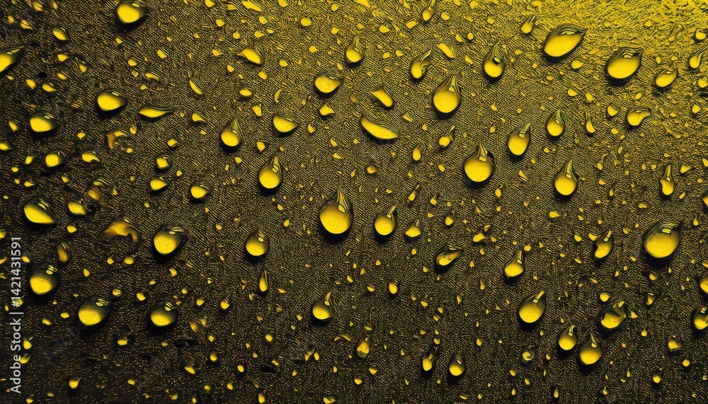 Poster yellow water droplets on textured surface abstract macro texture for web design, print media, brandi