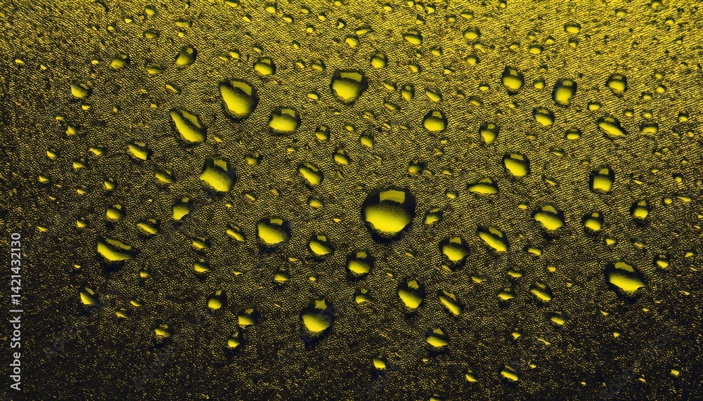Poster yellow water droplets on textured surface abstract macro texture for web design, print media, brandi