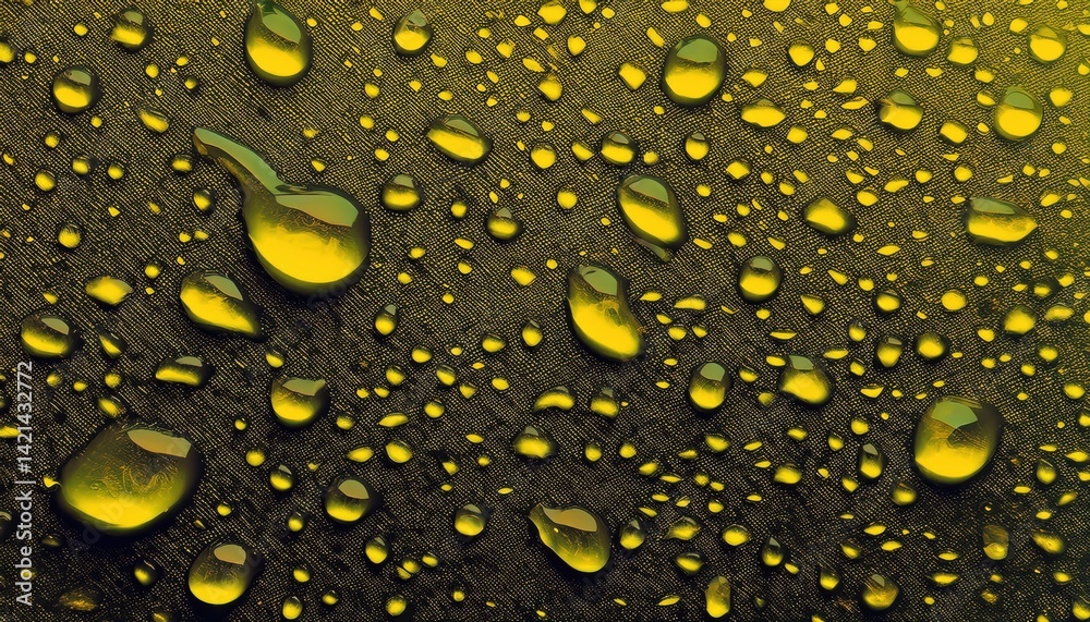 Poster yellow water droplets on textured surface abstract macro texture for web design, print media, brandi