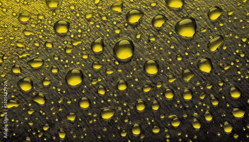 Poster yellow water droplets on textured surface abstract macro texture for web design, print media, brandi