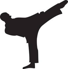 Karate Silhouette . Martial Arts Stance. A striking silhouette illustration of a karateka in a powerful stance, demonstrating a punch and block.