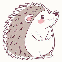 Cute Hedgehog Sitting with Blush Cheeks – Sticker Style