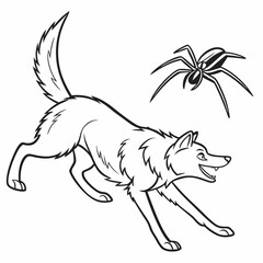 Dynamic Wolf Spider – Minimalist Line Art Vector