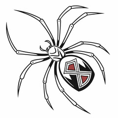 Elegant Minimalist Line Art of Black Widow Spider