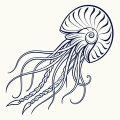 Golden Apple Snail – Modern Ink Line Drawing