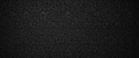 Fototapeta premium Deep black gothic damask, intricate details Vintage seamless wallpaper texture , wallpaper, decor, intricate