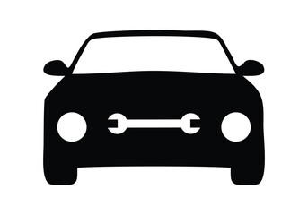 Car silhouette on a white background. Vehicle icons set view from the side, front, back, and top. premium Car Icons with white background 