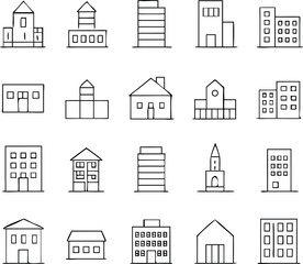 Urban Building Icon Pack | Cityscape, Architecture & Minimal Skyline Line Vector