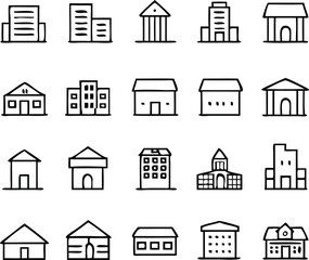 Urban Building Icon Pack | Cityscape, Architecture & Minimal Skyline Line Vector