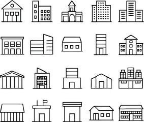 Urban Building Icon Pack | Cityscape, Architecture & Minimal Skyline Line Vector