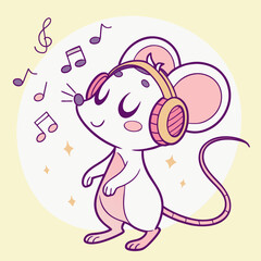Music Mouse with Headphones – Cool Sticker Design