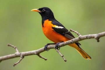 Fototapeta premium The Baltimore oriole Icterus galbula is a small icterid blackbird common in eastern North America