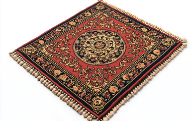 Ornate Sikh Prayer Mat for Devotional Use Isolated on white background.