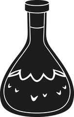 Creepy Chemistry Flask Vector - Black Halloween Bottle Design