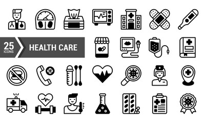 25 Healthcare Lineal Fill Icons for Website and Mobile App Design.