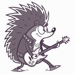 Punk Porcupine with Guitar – Creative Vector Concept
