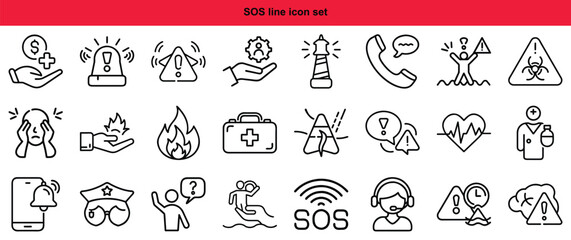 SOS Emergency Help Line Icons Vector Set