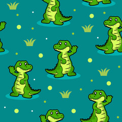 vector seamless pattern background cute crocodiles childish