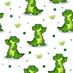 vector seamless pattern cute alligator crocodile