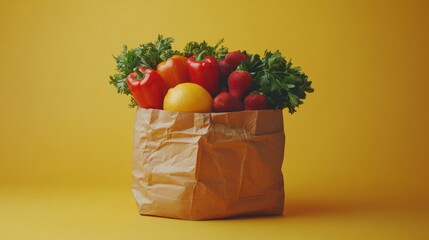 Fresh produce in brown paper bag