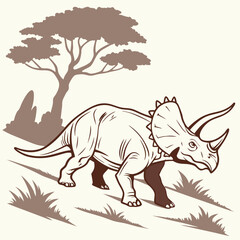Triceratops – Side View Full Body Illustration