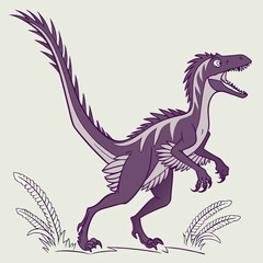 Fototapeta premium Velociraptor Running – Modern Flat Design
