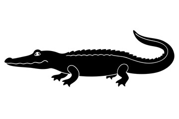 cartoon crocodile vector silhouette illustration isolated on white background