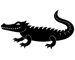 cartoon crocodile vector silhouette illustration isolated on white background