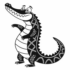 cartoon crocodile vector silhouette illustration isolated on white background