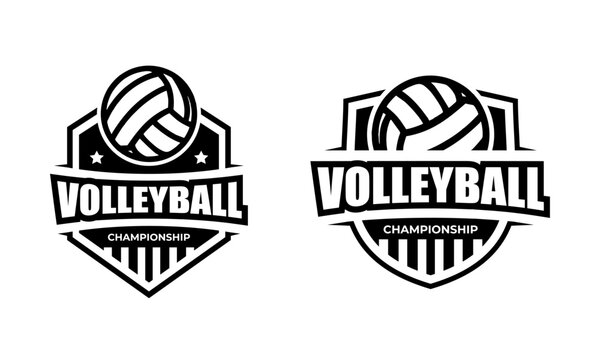 vector volleyball logo design in monochrome style