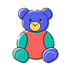 Fototapeta premium Colorful Cartoon Teddy Bear Illustration on White Background 