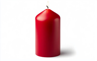 Softly Flickering Red Advent Candle Isolated on white background.