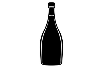 bottle of champagne vector silhouette illustration isolated on white background