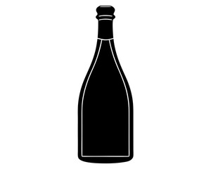 bottle of champagne vector silhouette illustration isolated on white background