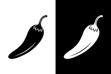 Chilli Silhouette Clipart High-Contrast Vector in B&W.