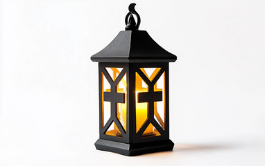 Mini Advent Lantern Illuminating Faith Isolated on white background.