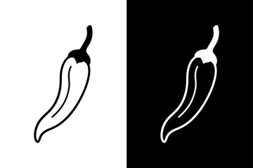 Silhouette Chilli Line Icon Clean Vector for Spicy Designs.